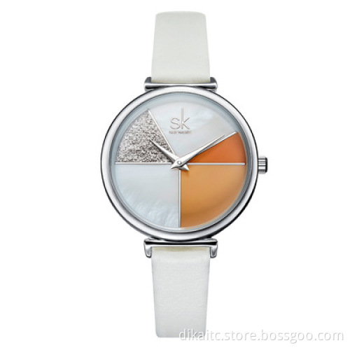 SK 0109 Dial Leather Ladies Watches Japanese Quartz Movement Ultra Slim Buckle Strap Waterproof Reloj Watch Women